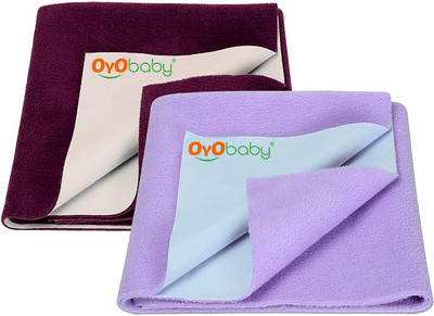 Oyo Baby Cotton Baby Bed Protecting Mat(Plum+Voilet, Pack of 2, Small)