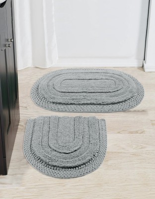 Saral Home Microfiber Bathroom Mat(Grey, Medium, Pack of 2)