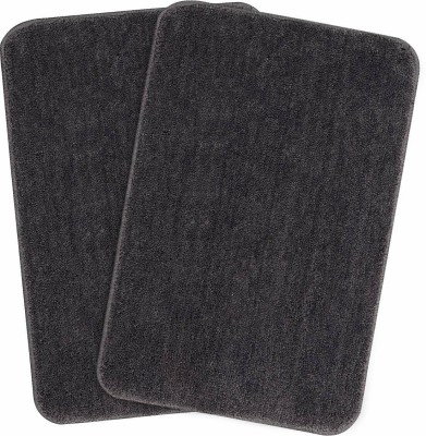 MAA HOME CONCEPT Microfiber Floor Mat(DK Grey, Small, Pack of 2)