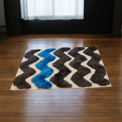TrendyHouse Microfiber Floor Mat(Blue, Medium)