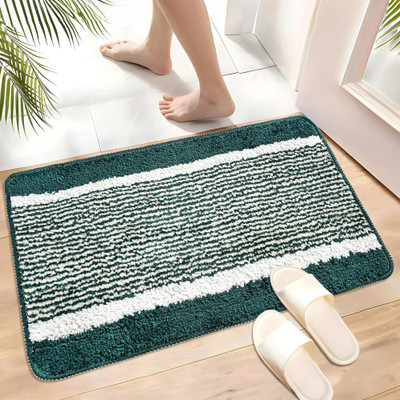 KUBER INDUSTRIES Microfiber Door Mat(Green, Medium)