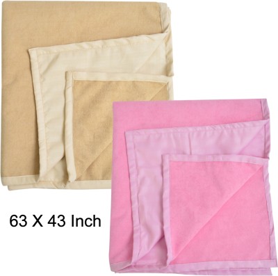 ADBENI HOME Cotton Baby Bed Protecting Mat(Beige+Pink, Extra Large, Pack of 2)