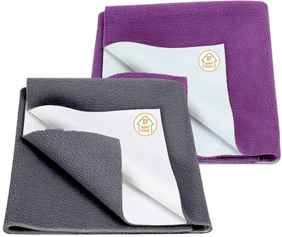 D BABY HOME Cotton Baby Bed Protecting Mat(Grey + Plum, Pack of 2, Large)