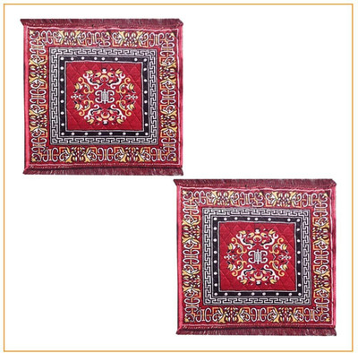 Pranavi Collection Microfiber Prayer Mat(Red, Medium, Pack of 2)