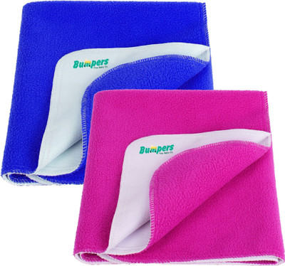 Bumpers The Baby Co. Polycotton Baby Bed Protecting Mat(Royal Blue + Rani Pink, Pack of 2, Small)
