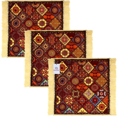 Heart Home Velvet Prayer Mat(Multicolor, Large, Pack of 3)