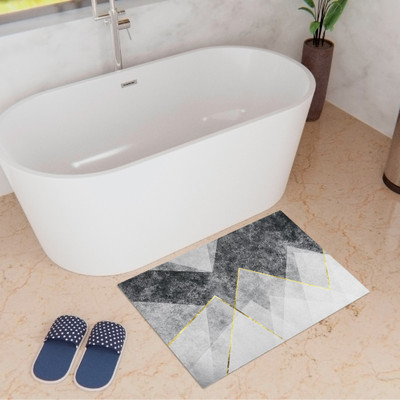 KUBER INDUSTRIES Polyester Bathroom Mat(Gray, Medium)