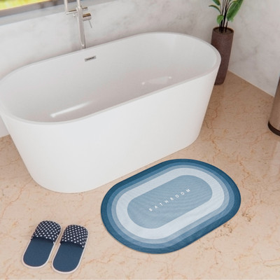 KUBER INDUSTRIES Polyester Bathroom Mat(Blue, Medium)