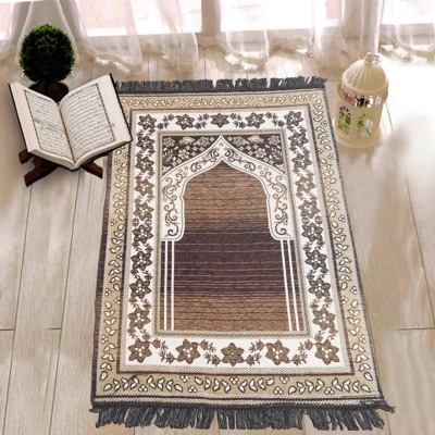 Furnishing Hut Velvet Prayer Mat(Brown, Medium)