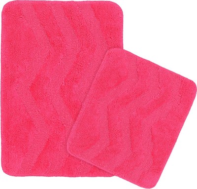 Saral Home Cotton Bathroom Mat(Pink, Medium, Pack of 2)