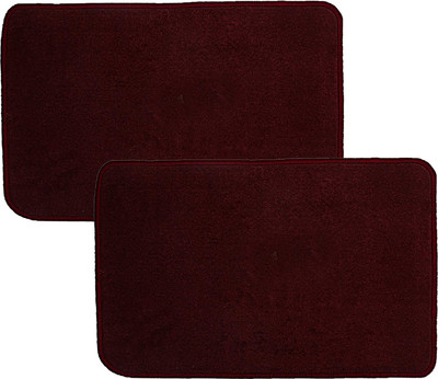 KUBER INDUSTRIES Microfiber Door Mat(Maroon, Free, Pack of 2)
