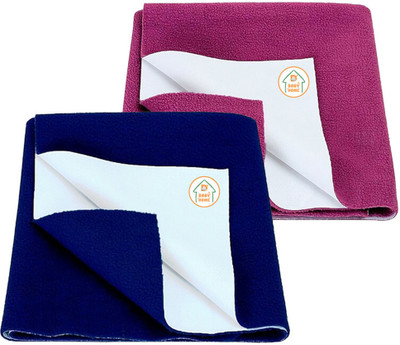 D BABY HOME Cotton Baby Bed Protecting Mat(Royal Blue + Pink, Pack of 2, Large)