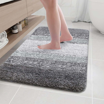 MAA HOME CONCEPT Microfiber Door Mat(Stripe Grey, Large)