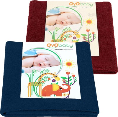 Oyo Baby Cotton Baby Bed Protecting Mat(Dark Sea Blue + Maroon, Small, Pack of 2)
