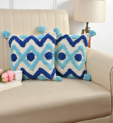 RUDRAHOME Cotton Cushions & Pillows Cover(40 cm*40 cm, Pack of 2, Light Blue)