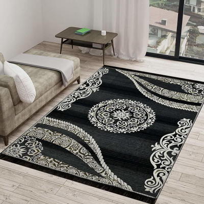 BLINKSYMART Grey Velvet Carpet(152.4 cm,  X 213.36 cm, Rectangle)