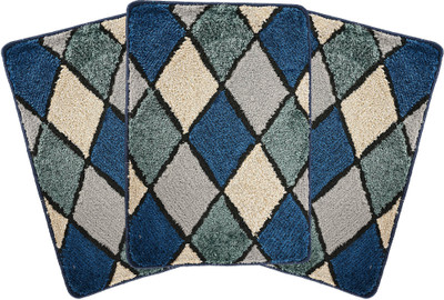 KUBER INDUSTRIES Microfiber Door Mat(Blue, Large, Pack of 3)