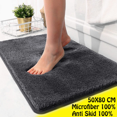 MAA HOME CONCEPT Microfiber Floor Mat(Grey, Large)