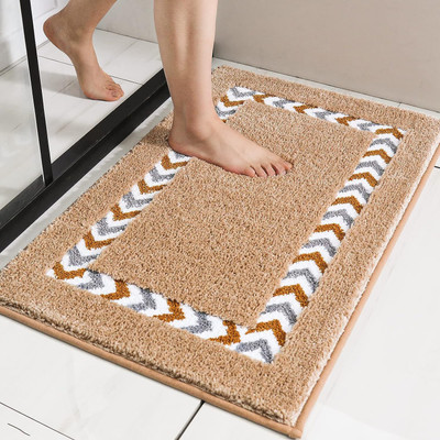 Roseate Microfiber Bathroom Mat(Beige, Medium)