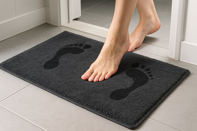 AA Global Microfiber, Rubber Bathroom Mat(Grey, Medium)