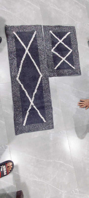 Goodson Cotton Floor Mat(Black White, Free, Pack of 2)