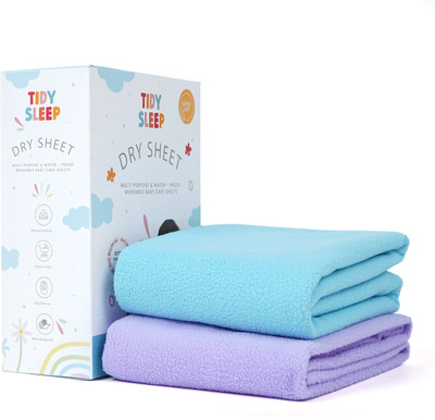 TIDY SLEEP Fleece Baby Bed Protecting Mat(Lilac-Sky Blue, Medium, Pack of 2)