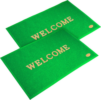 KUBER INDUSTRIES Rubber Door Mat(Green, Free, Pack of 2)
