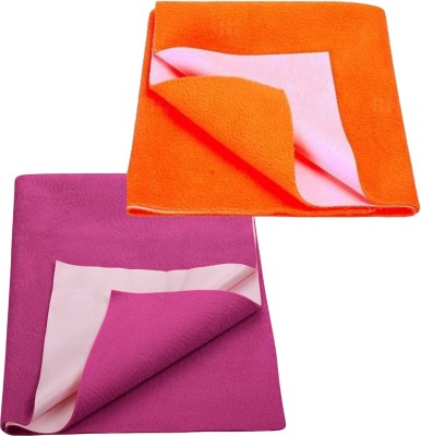 ECOM FASHION HUB Fleece Baby Bed Protecting Mat(Magenta, Orange1, Small, Pack of 2)