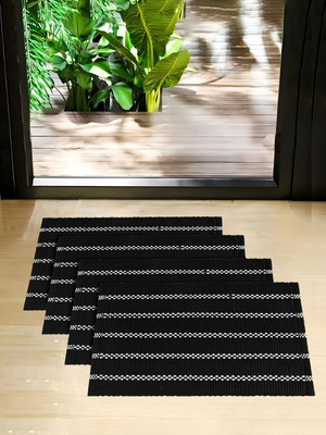 Heart Home Cotton Door Mat(Black, Medium, Pack of 4)
