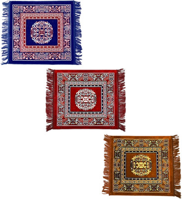 VSTUCART Velvet Prayer Mat(Multicolor, Medium, Pack of 3)