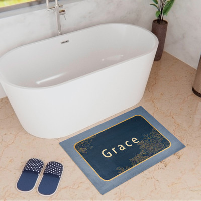 KUBER INDUSTRIES Polyester Bathroom Mat(Blue, Medium)