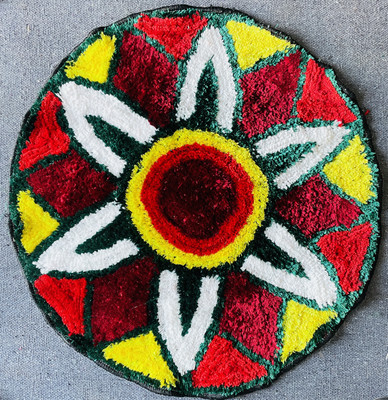 Vaishno Handloom Polyester Floor Mat(Multicolor, Free)