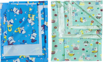 ECOSOFT Plastic Baby Bed Protecting Mat(BLUE ALPHA & GREEN RABBIT, Large, Pack of 2)
