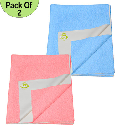 SBTs Cotton Baby Bed Protecting Mat(Pink, Sky Blue, Pack of 2, Medium)