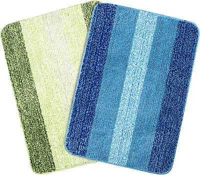 Saral Home Polyester Bathroom Mat(Multicolor, Medium, Pack of 2)