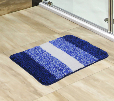 ajhandloom Cotton Door Mat(Stripe Blue, Medium)