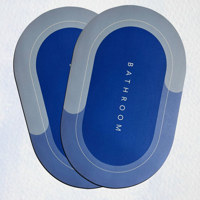 Porslin Rubber Bathroom Mat(Light Blue, Pack of 2, Medium)