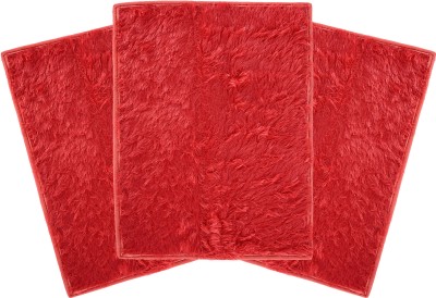 KUBER INDUSTRIES Polyester Bathroom Mat(Red, Medium, Pack of 3)