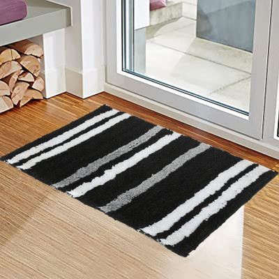 Geeta Enterprise Polyester Door Mat(Black, Small)