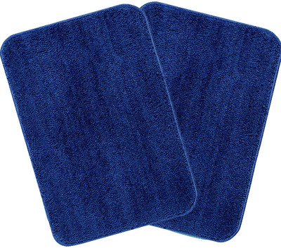 MAA HOME CONCEPT Microfiber, PP (Polypropylene) Floor Mat(Blue, Medium, Pack of 2)