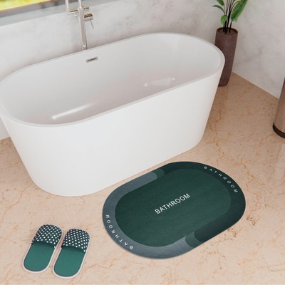 KUBER INDUSTRIES Polyester Bathroom Mat(Dark Green, Medium)