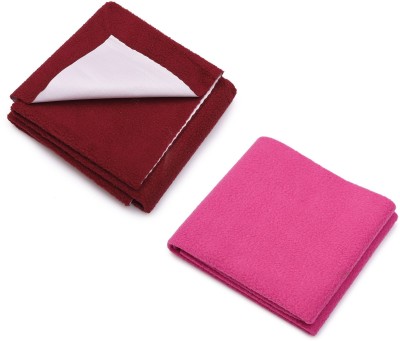 Style Sizzle Fleece Baby Bed Protecting Mat(Pink + Maroon, Medium, Pack of 2)