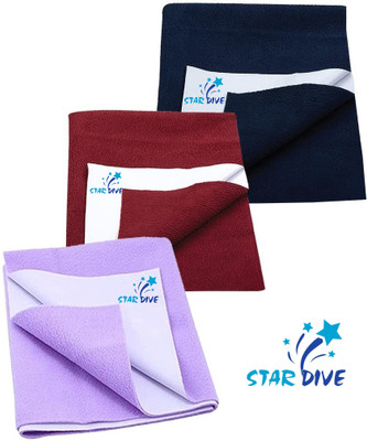 STAR DIVE Microfiber Baby Bed Protecting Mat(Dark Blue, Maroon, Purple, Pack of 3, Small)