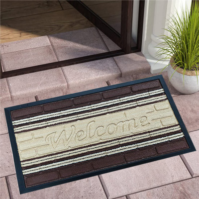 STATUS Rubber Door Mat(Brown, Medium)