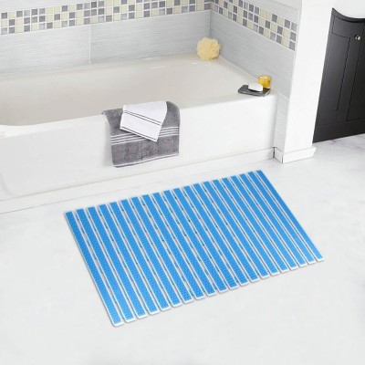VDNSI PVC (Polyvinyl Chloride) Bathroom Mat(Blue, Large)