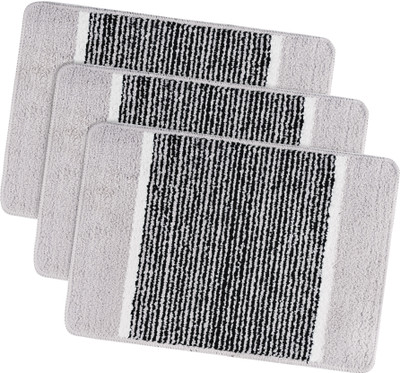 KUBER INDUSTRIES Microfiber Door Mat(Grey, Medium, Pack of 3)