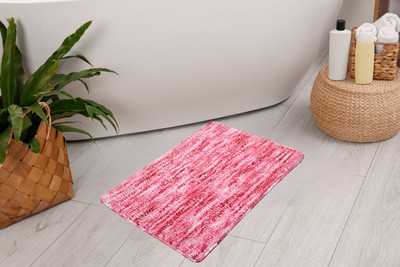 LADLI JEE Microfiber Bathroom Mat(Pink, Medium)