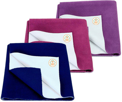 D BABY HOME Cotton Baby Bed Protecting Mat(Royal Blue + Rani Pink + Plum, Pack of 3, Large)