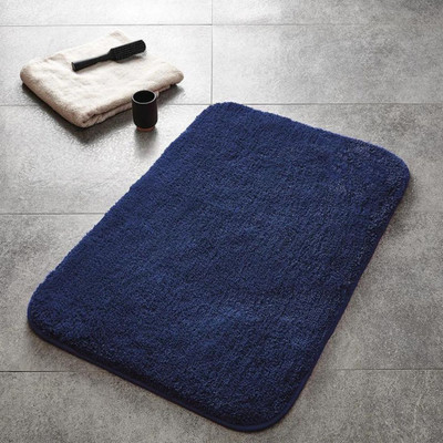MAA HOME CONCEPT Microfiber, PP (Polypropylene) Floor Mat(Navy Blue, Medium)