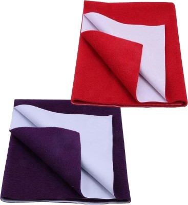 ECOM FASHION HUB Fleece Baby Bed Protecting Mat(Purple, Red1, Small, Pack of 2)